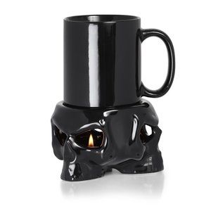 Alchemy Gothic Black Ceramic Skull Warmer and MUG or Tealight Candle Holder NEW